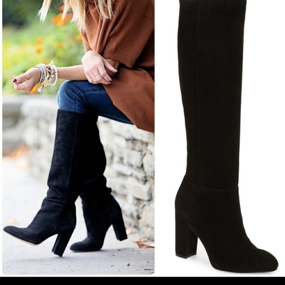 Sam Edelman Boots Caprice Suede Black Knee Height - Picture 12 of 12